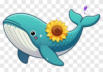 Whale With Sunflower PNG