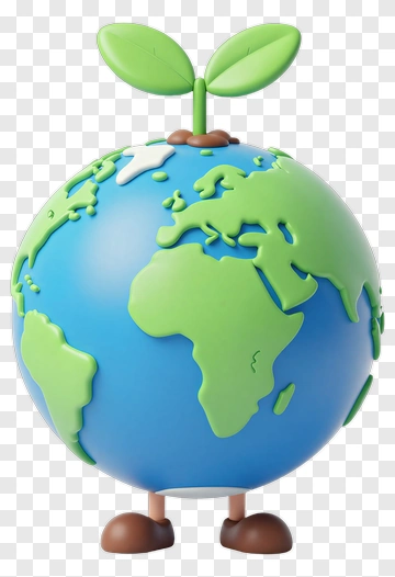 Earth Globe With Growing Plant PNG