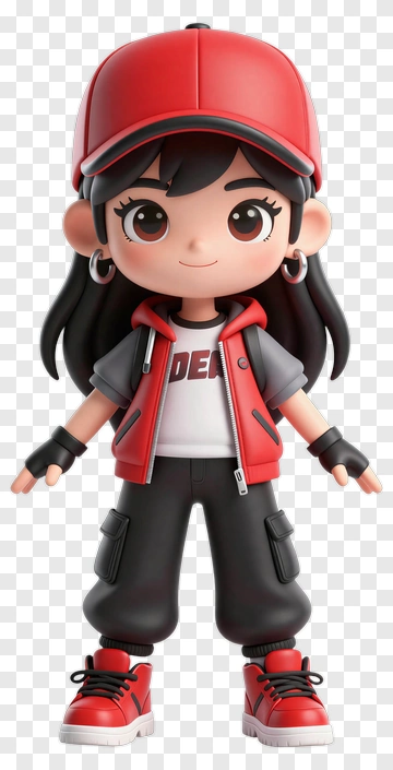 Cartoon Character In Red Cap And Hoodie PNG