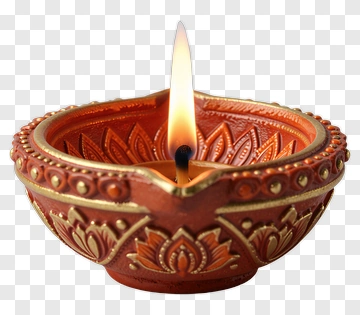 Ornamental Diya With Flame PNG