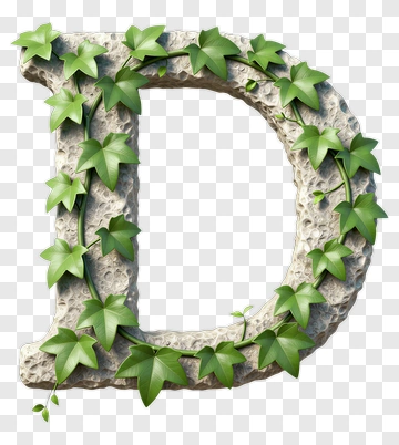 Stone Letter D With Ivy PNG