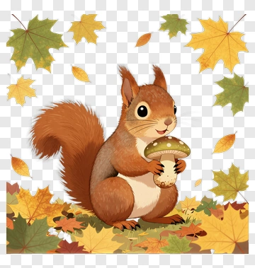 Squirrel Holding A Mushroom PNG