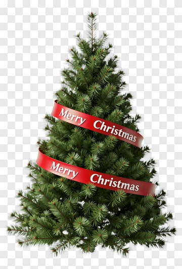 Christmas Tree With Red Ribbon PNG