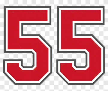 Red And White Number 55 Graphic PNG