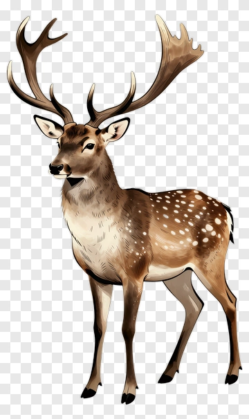 Hand-drawn Deer With Antlers PNG