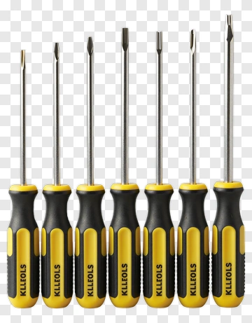 Set Of Screwdrivers With Yellow Black Handles PNG