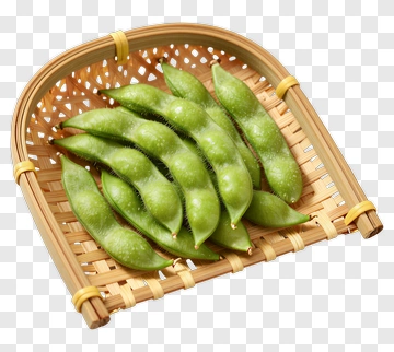 Fresh Edamame In Bamboo Basket PNG