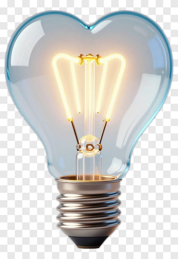 Heart-Shaped Light Bulb With Warm Glow PNG