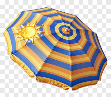 Stripped Beach Umbrella With Sun Design PNG