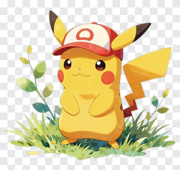 Pikachu In A Red And White Hat PNG