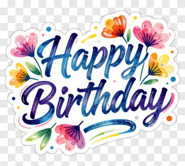 Happy Birthday Watercolor Sticker PNG