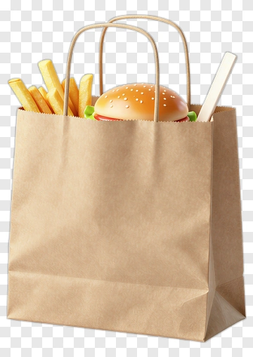 Paper Bag With Hamburger And French Fries PNG