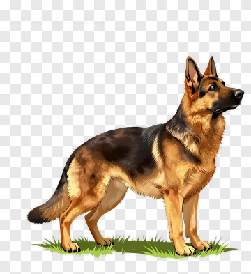 German Shepherd Standing Alert PNG