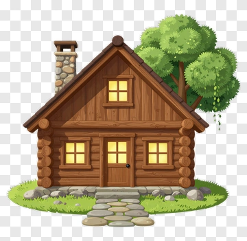 Cozy Log Cabin In Forest PNG