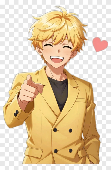 Anime Character Pointing With Smile PNG