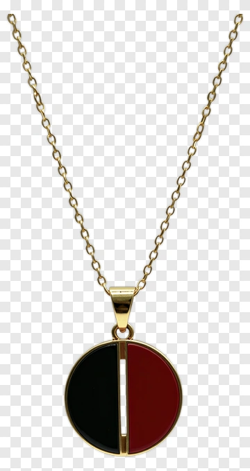 Gold Necklace With Red And Black Pendant PNG