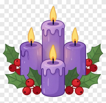 Purple Candles With Holly And Berries PNG
