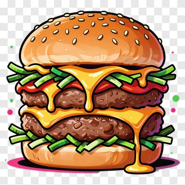 Double Cheeseburger With Melty Cheese PNG