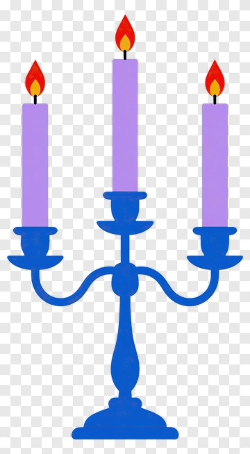 Blue Candlestick With Three Candles PNG
