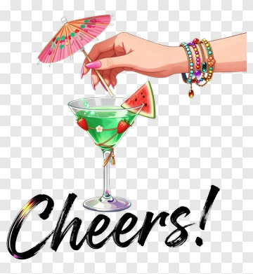 Hand Holding Cocktail With Watermelon And Strawberries PNG