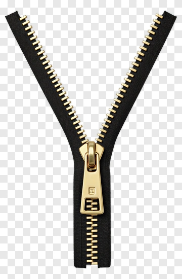 Black Zipper With Gold Teeth PNG