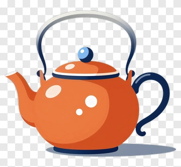 Orange Teapot With Blue Handle PNG