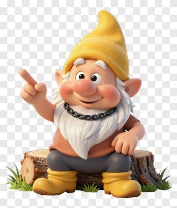 Friendly Garden Gnome Pointing Up PNG