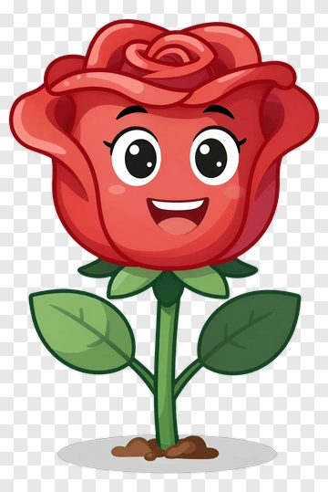 Red Rose With Happy Face PNG