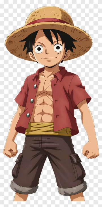 Monkey D Luffy In Straw Hat And Red Shirt PNG