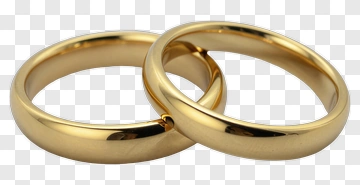 Two Interlocked Gold Wedding Rings PNG