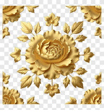 Gold Floral Ornament Pattern PNG