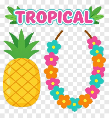 Tropical Pineapple And Lei PNG