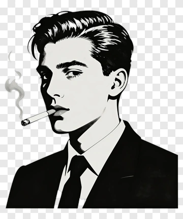 Man Smoking Cigar In Suit PNG