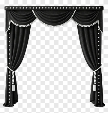 Black Velvet Curtain With White Beading PNG