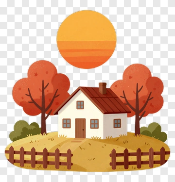 Cozy Autumn House With Trees PNG
