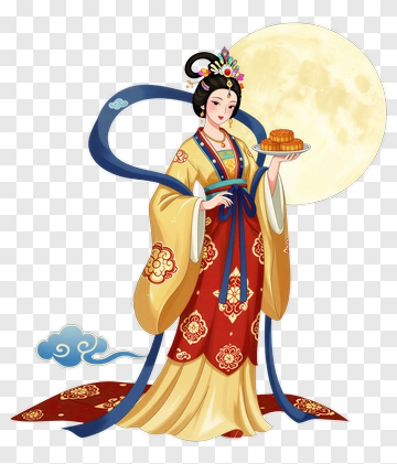 Chinese Goddess Holding Mooncake PNG