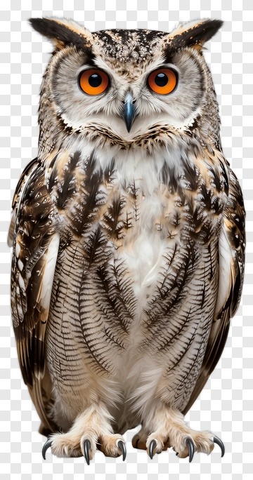 Owl With Striking Orange Eyes PNG
