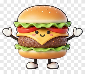 Happy Cartoon Hamburger Character PNG
