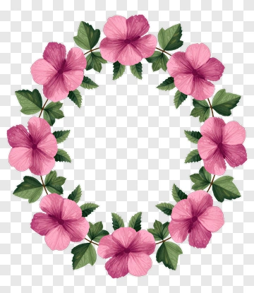 Pink Hibiscus Flower Wreath PNG