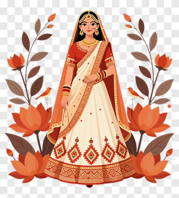 Indian Bride In Traditional Sari PNG