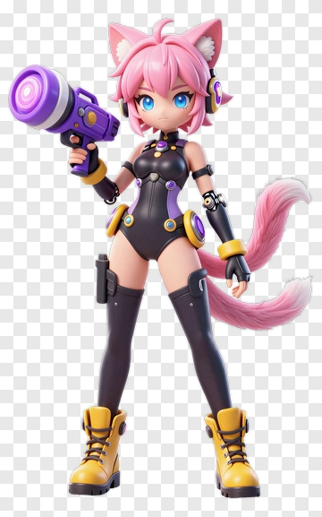 Pink Fox Girl Anime Character PNG