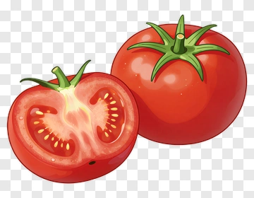 Fresh Tomato With Green Stem PNG