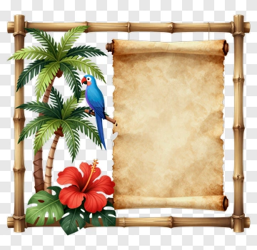 Tropical Paradise Scroll Frame PNG