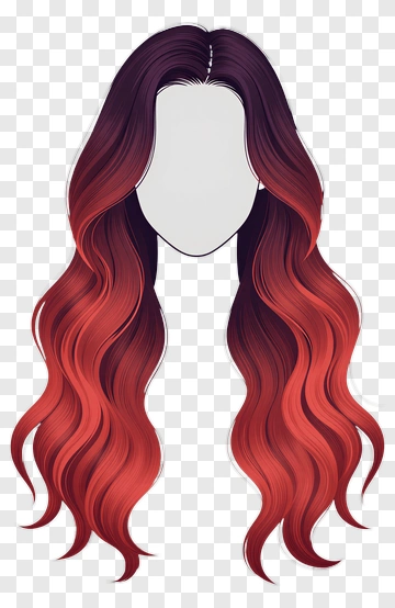 Long Wavy Red And Purple Hair PNG