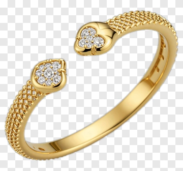 Gold Ring With Diamond Clusters PNG