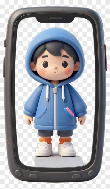 Cartoon Child In Blue Hoodie PNG