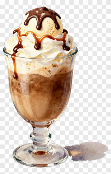 Ice Cream Sundae With Chocolate Syrup PNG