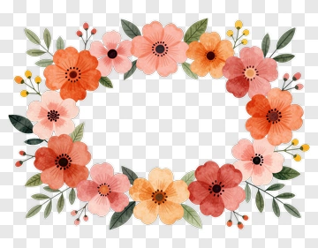 Watercolor Flower Wreath Design PNG