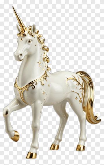 White Unicorn With Gold Accents PNG