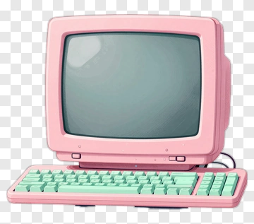 Pink Computer With Cyan Keyboard PNG